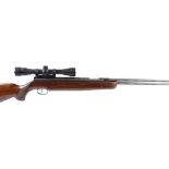 5.5mm Weihrauch HW 77 underlever air rifle, open sights, pistol grip stock with cheek piece and
