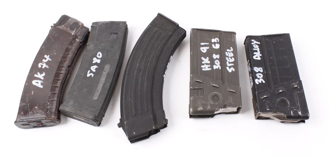 Five magazines: Heckler & Kock (HK-91), AK-47, SA80