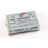 S1 5 x .400 (straight) Purdey 3 ins brass cased drilled point rifle cartridges in original packet