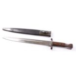 British Second Pattern 1888 Mk1 Lee Metford bayonet, 12 ins double edged blade with indistinct