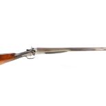 S2 12 bore double hammer gun by Ward, 30 ins brown damascus twist barrels (black powder