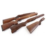 Anschutz target rifle stock, Ruger Mini 14 rifle stock, and two other gun stocks (4)