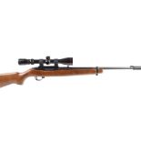 S1 .22 Ruger 10/22 semi automatic rifle (no magazine), 19 ins threaded barrel (moderator available),