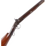 S58 10 bore Percussion single sporting gun (possibly a former Flintlock), 32 ins tapered barrel