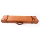 Leather motor case with leather reinforced corners, baize lined fitted interior for 28 ins