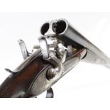 S2 12 bore double hammer gun by Thomas Horsley, 30 ins nitro proof barrels, ic & ic, the concave top