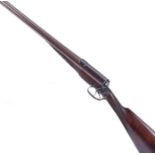 S2 12 bore double bolt action Bacon 1870 Patent, 28 ins brown damascus barrels with sunken rib