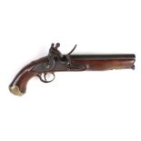 S58 Flintlock Service pistol, 8 ins fullstocked barrel, steel ramrod, steel lock stamped TOWER and