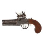 S58 50 bore Flintlock over and under pistol, 2¾ ins barrels, steel boxlock action (a/f - barrel