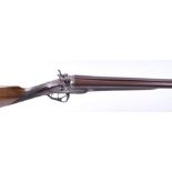S2 12 bore double hammer gun by T Horsley, 31 ins brown damascus barrels inscribed Thomas