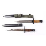 British No.5 Mk1 First Pattern bayonet with scabbard; No.5 Mk1 Second Pattern bayonet and scabbard