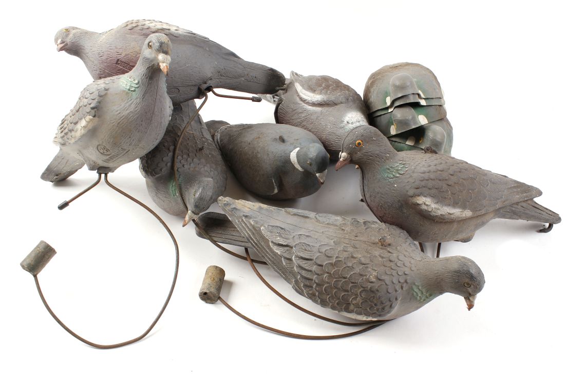 40 (approx.) various pigeon decoys, some weighted, full bodied and half bodied