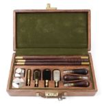 Presentation 12 bore cleaning kit comprising three piece brass mounted cleaning rod, cleaning heads,