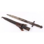 French 1831 Pattern Gladius sidearm, 19¼ ins double edged steel blade stamped Chatellerault 1833 -