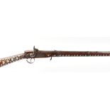 S58 .550 Percussion (converted from flintlock) camel gun, 30½ ins barrel with flared muzzle,