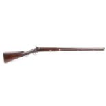 S58 16 bore Percussion single sporting gun, 31 ins two stage brown damascus barrel, brass mounted