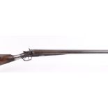 S2 12 bore double hammer gun by W. Stovin, 30 ins damascus barrels (black powder proof), ¼ & ¼,