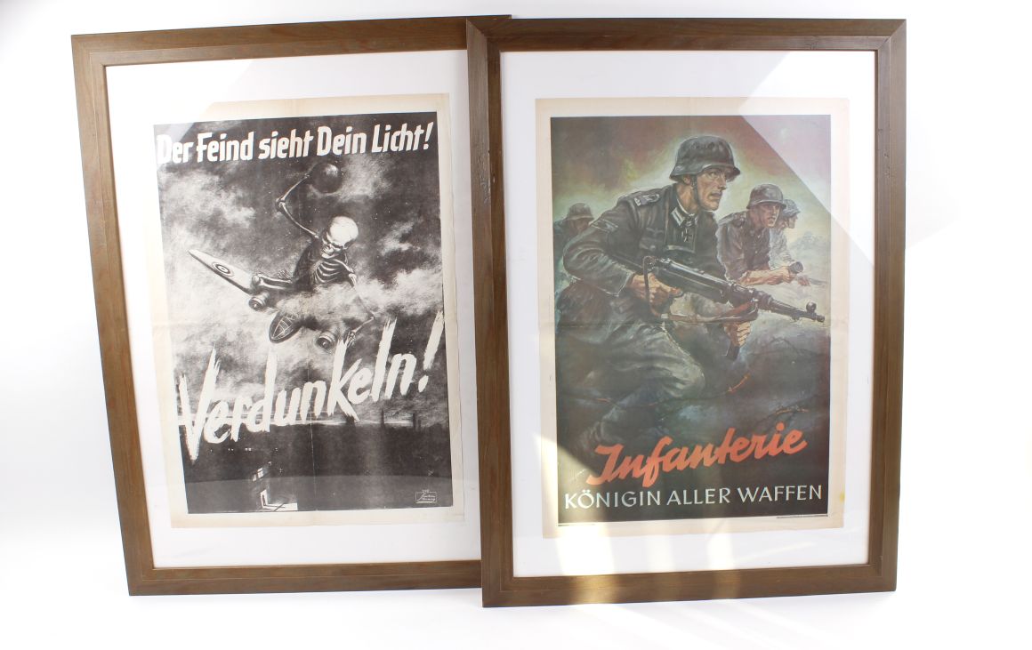 Two framed and glazed reproduction German propaganda posters, c.1970