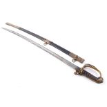 Geo IV 1822 Pattern British Infantry officers sword by Prosser, 32¼ ins slightly curved single edged