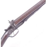 S58 12 bore double pinfire sporting gun by Westley Richards, 30 ins brown damascus barrels (recent