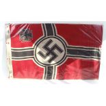 Mounted WWII 1943 German Naval flag (approx. w.36 ins x h.21 ins)