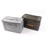 Two French Pattern 40's/50's .50 cal ammunition boxes grey and green