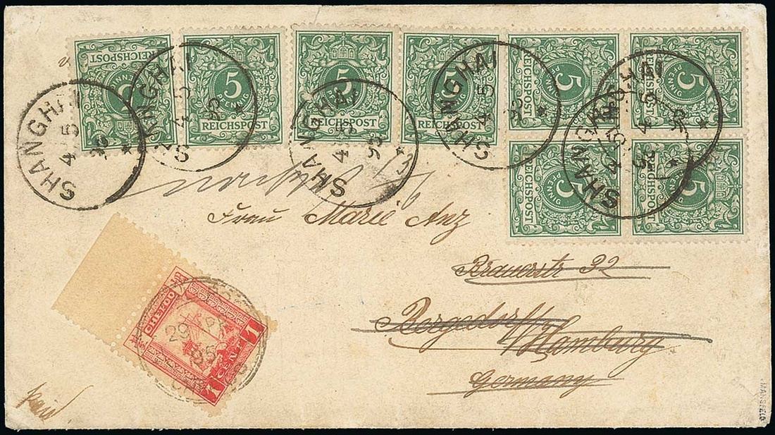 Municipal Posts Chefoo 1895 (29 Apr.) commercial envelope to Germany
