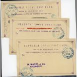 Municipal Posts Shanghai Postal Stationery Post Cards: a group of cards cancelled by favour