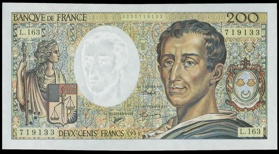 France, Banque de France, 200 francs, 1994, serial number L.163 719133, (Pick 155f, Fayette 70/...