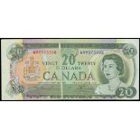 Bank of Canada, $20, 1969, ERROR NOTE, serial number WM9573308, (Pick 89b),