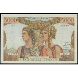 France, Banque de France, 5000 francs, 10.3.1949, serial number K.1 35908, (Pick 131a, Fayette...