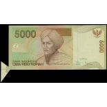 Indonesia, 5000 rupiah, ERROR NOTE, serial number OZZ 313588, (Pick 142h),