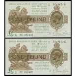 Great Britain, Treasury Notes, pair of consecutive 1 pound, ND (1922-23), serial number G1 28 8...