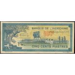 French Indo China, 500 piastres, no date (1944-1945), serial number A102410, (Pick68),