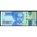 Indonesia, 50,000 rupiah, ERROR NOTE, 2016, serial number WAO 165901, (Pick not listed),