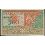 Indonesia, Bank Indonesia, 500 rupiah, 1952, replacement serial number XYD125166, (Pick 47*),