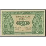 Bank Indonesia, 50 rupiah, 1952, serial number OF 000123, (Pick 45),