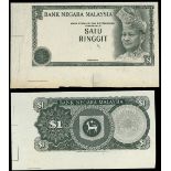 Malaysia, Bank Negara, a pair of 1 ringgit uniface obverse and reverse black and white die proo...