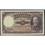 Government of the Strait Settlements, $5, 1.1.1935, black serial B/84 44927, (Pick 16a),