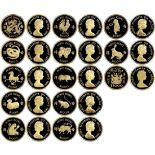 Hong Kong, a set of 13 x gold $1000, 1975 to 1987, including the 12 Lunar Horoscope series 1976...