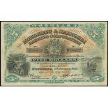 Hong Kong & Shanghai Banking Corporation, $5, 1.1.1923, serial number B304622, (Pick 166),