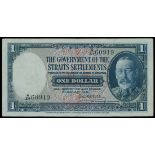 Government of the Strait Settlements, $1, 1.1.1931, black serial A/47 60919, (Pick 16a),