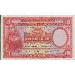 The HongKong and Shanghai Banking Corporation, $100, 1.8.1952, serial number F390486, (Pick 176...