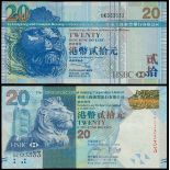 Hong Kong and Shanghai Banking Corporation, pair of $20, 2003 and 2010, identical lucky serial...