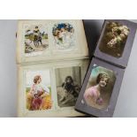 Postcards, Albums, four albums containing approx 400 cards Edwardian and later inc, Beauties,