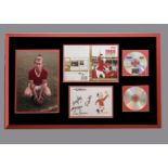 1966 World Cup, framed & glazed presentation 78cm X 48cm COA includes photograph of Bobby Charlton