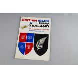 Rugby, British Lions versus New Zealand programme 27th August 1966 in good condition with forty