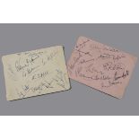 Autographs, from a 1956 fixture between Fulham (10 identified from 13) including Bobby Robson,