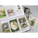 Postcards. a group of six modern albums containing approx 600 Edwardian cards inc, WW1 Comic,