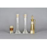 A Bohemian flashed glass decanter, the hexagonal tapered body with oval glass citrine coloured